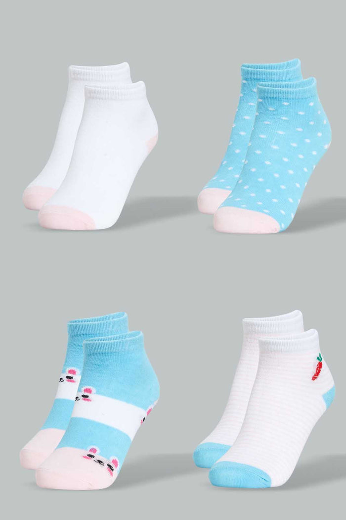 Redtag-Assorted-4Pk-Jacquard-Ankle-Socks-Ankle-Socks-Girls-2 to 8 Years