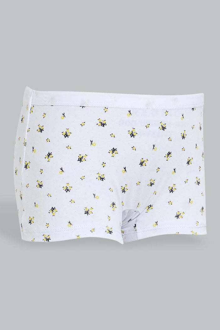 Redtag-White-Floral/Yellow-Boxer-Brief-(2Pack)-365,-Character,-Colour:Assorted,-Filter:Senior-Girls-(9-to-14-Yrs),-GSR-Briefs,-New-In,-New-In-GSR,-Non-Sale,-Section:Kidswear-Senior-Girls-9 to 14 Years