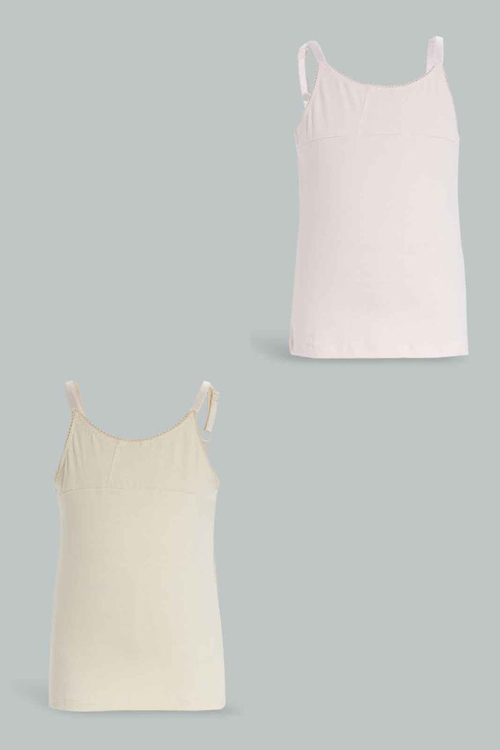 Redtag-2PK-Vest---Grey-Melange-&-Pink-365,-Category:Vests,-Colour:Apricot,-Deals:New-In,-Filter:Girls-(2-to-8-Yrs),-GIR-Vests,-New-In-GIR-APL,-Non-Sale,-Section:Girls-(0-to-14Yrs)-Girls-2 to 8 Years