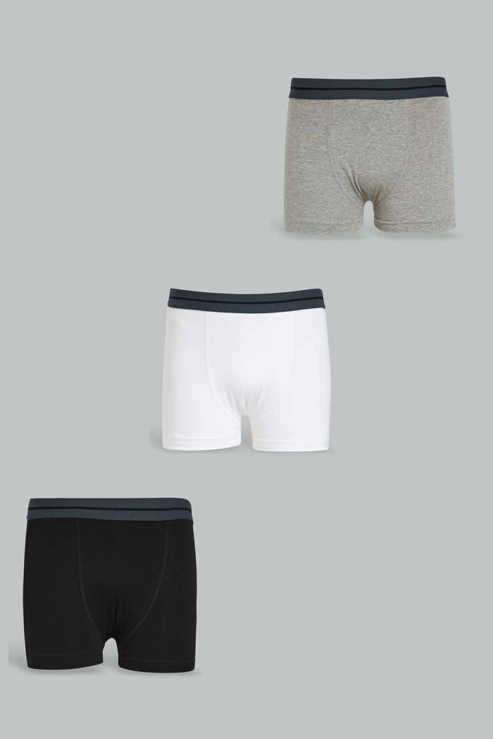 Redtag-White/Black/Grey-Mel-3Pcs-Pack-Boxer-Shorts-BSR-Boxers,-Category:Boxers,-Colour:Assorted,-Deals:New-In,-Dept:Boys,-ESS,-Filter:Senior-Boys-(8-to-14-Yrs),-New-In-BSR-APL,-Non-Sale,-Section:Boys-(0-to-14Yrs),-W22O-Senior-Boys-9 to 14 Years