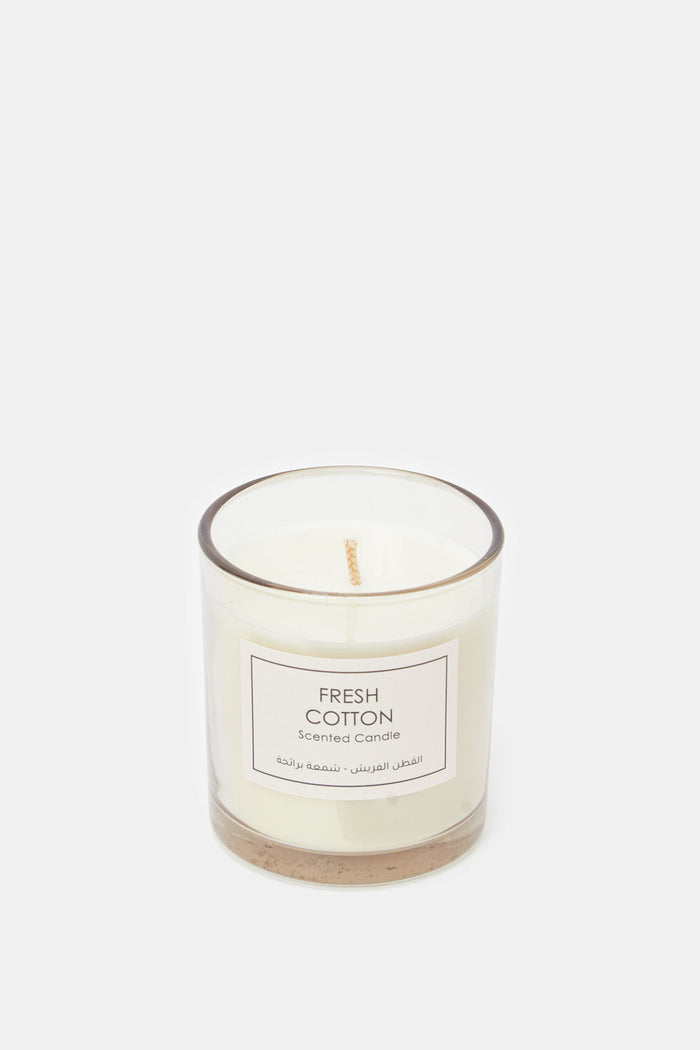 Redtag-Fresh-Cotton-Scented-Candle-Jar-Category:Candles,-Colour:White,-Deals:New-In,-Filter:Home-Decor,-H1:HMW,-H2:HOM,-H3:CNF,-H4:CAN,-HMW-HOM-Candle-&-Fragrances,-HMWHOMCNFCAN,-New-In-HMW-HOM,-Non-Sale,-ProductType:Candles,-Season:W23B,-Section:Homewares,-W23B-Home-Decor-