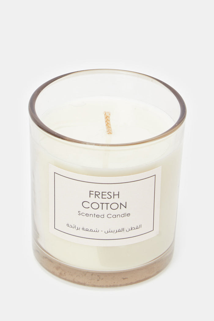 Redtag-Fresh-Cotton-Scented-Candle-Jar-Category:Candles,-Colour:White,-Deals:New-In,-Filter:Home-Decor,-H1:HMW,-H2:HOM,-H3:CNF,-H4:CAN,-HMW-HOM-Candle-&-Fragrances,-HMWHOMCNFCAN,-New-In-HMW-HOM,-Non-Sale,-ProductType:Candles,-Season:W23B,-Section:Homewares,-W23B-Home-Decor-