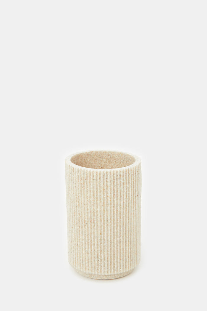 Redtag-Beige-Ribbed-Tumbler-Category:Toiletry-Sets,-Colour:Beige,-Deals:New-In,-Filter:Home-Bathroom,-H1:HMW,-H2:BAC,-H3:BCE,-H4:BAE,-HMW-BAC-Bath-Accessories,-HMWBACBCEBAE,-New-In-HMW-BAC,-Non-Sale,-ProductType:Bathmat-Sets,-Season:W23A,-Section:Homewares,-W23A-Home-Bathroom-